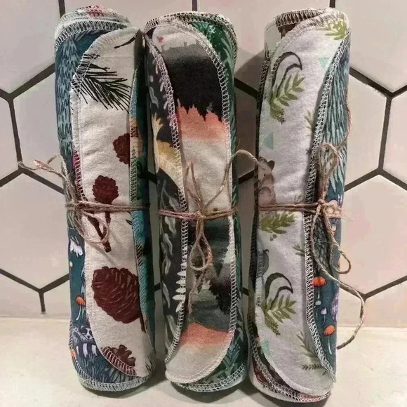 Unpaper Towels Flannel Towels Reusable Napkins Handmade NEW NWT Woodland - Picture 4 of 16